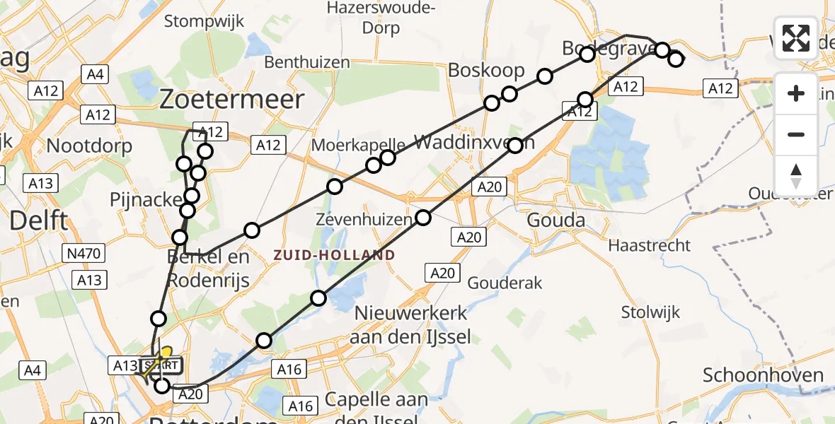 Routekaart van de vlucht: Lifeliner 2 naar Rotterdam The Hague Airport, Oude Bovendijk