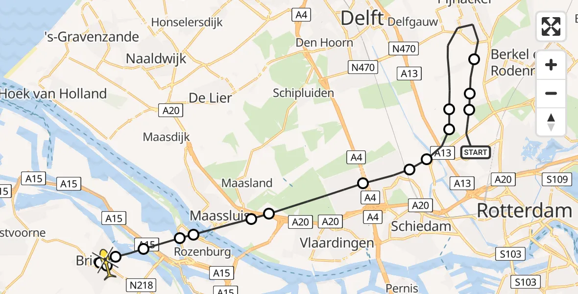 Routekaart van de vlucht: Lifeliner 2 naar Vierpolders, Da Vincistraat