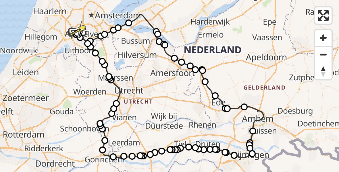 Vluchtroute Politiehelikopter van Schiphol naar Schiphol