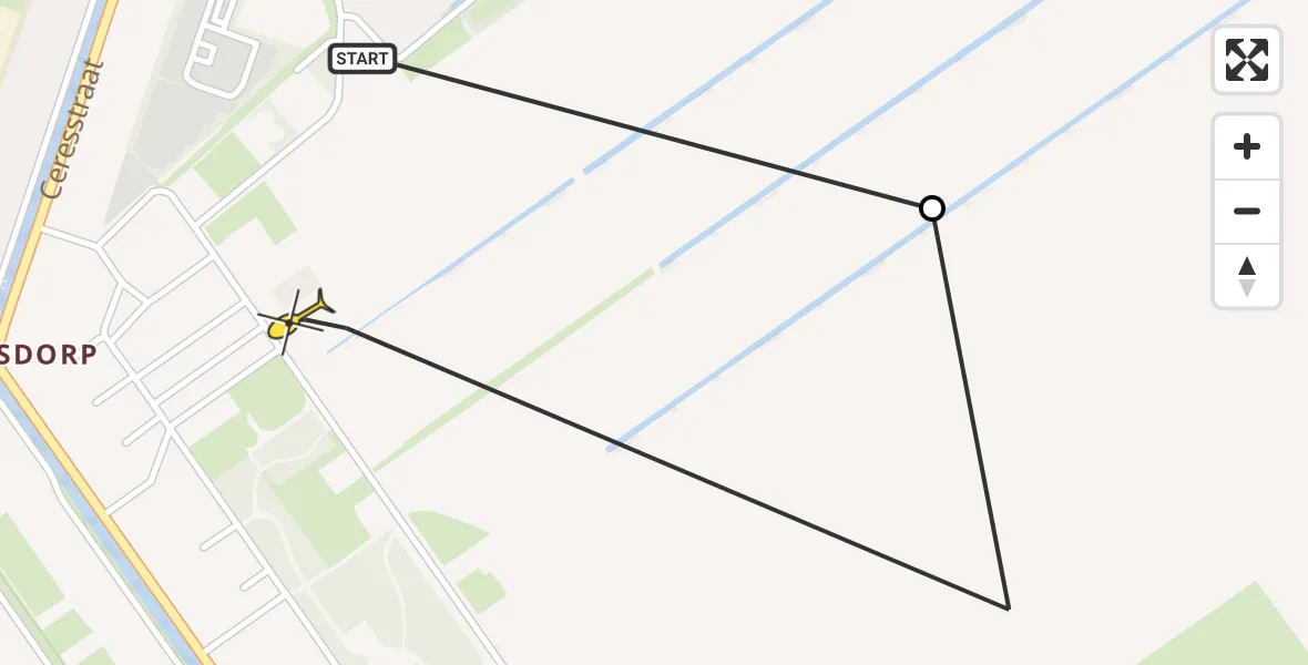 Routekaart van de vlucht: Lifeliner 4 naar Musselkanaal, Tweede Boerendiep