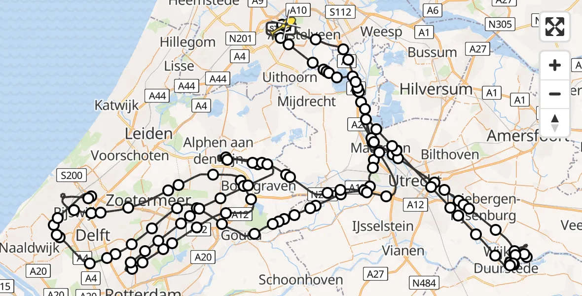 Routekaart van de vlucht: Politieheli naar Schiphol, Amsterdam-Bataviaweg