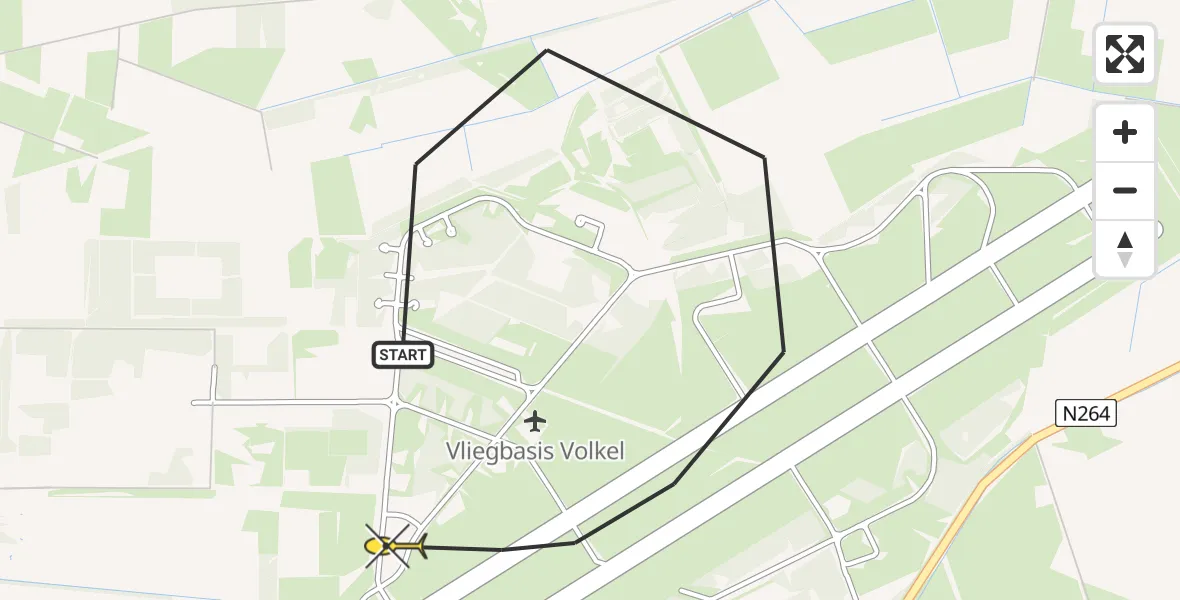 Routekaart van de vlucht: Lifeliner 3 naar Vliegbasis Volkel, Houtvennen