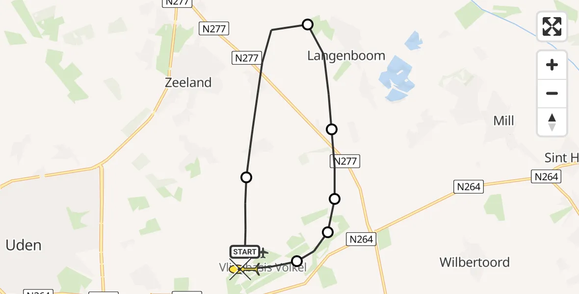 Routekaart van de vlucht: Lifeliner 3 naar Vliegbasis Volkel, Millsebaan