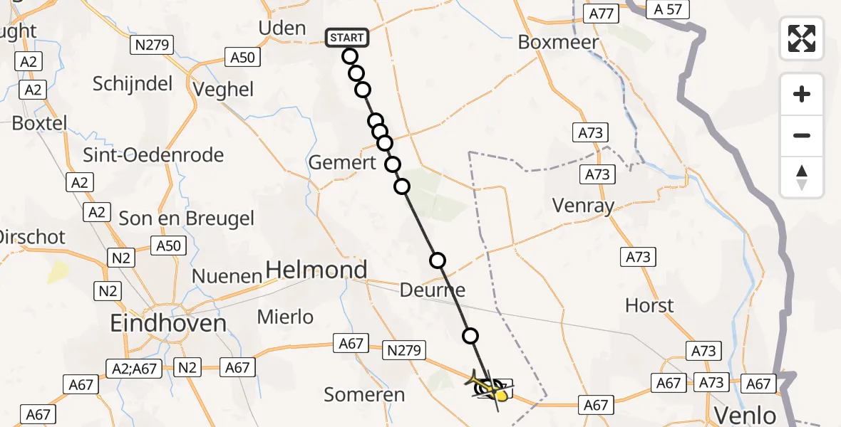 Routekaart van de vlucht: Lifeliner 3 naar Neerkant, Rechtestraat