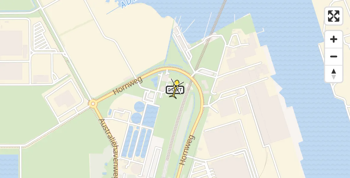 Routekaart van de vlucht: Lifeliner 1 naar Amsterdam Heliport, Hornweg