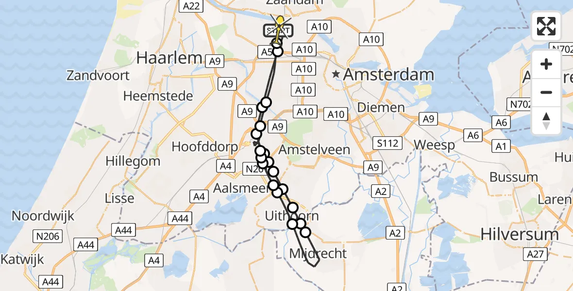 Routekaart van de vlucht: Lifeliner 1 naar Amsterdam Heliport, Maltaweg
