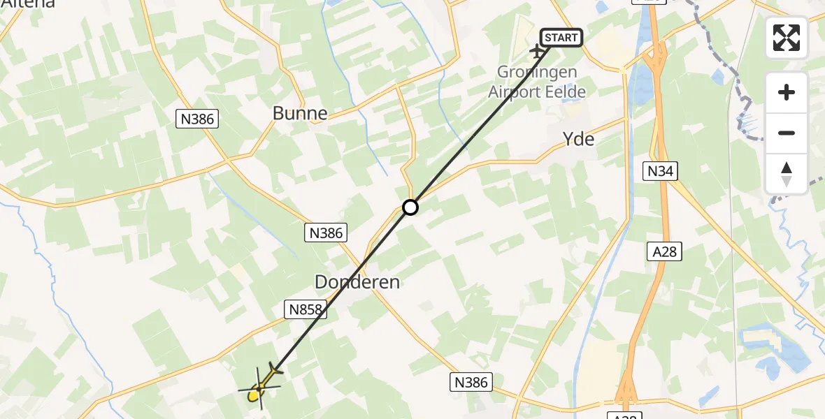 Routekaart van de vlucht: Lifeliner 4 naar Donderen, Moespot