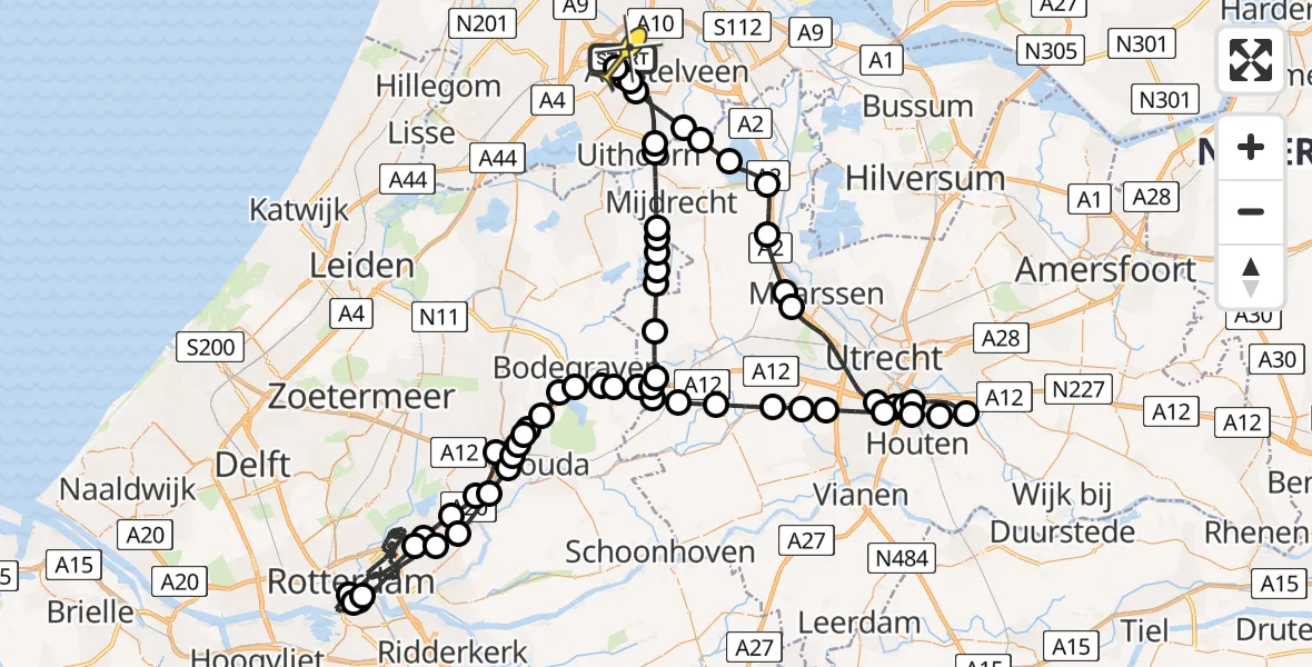 Vluchtroute Politiehelikopter van Schiphol naar Schiphol