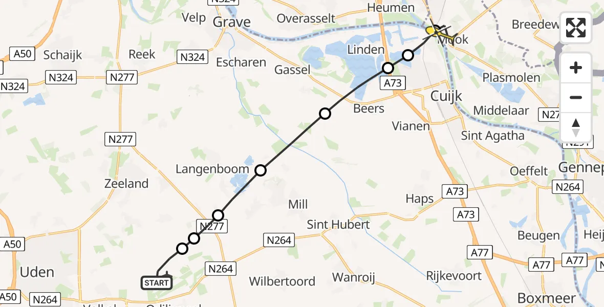 Routekaart van de vlucht: Lifeliner 3 naar Mook, Spoorweg