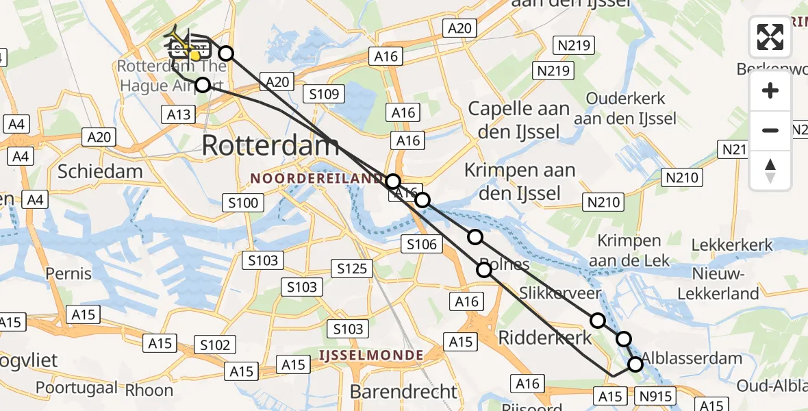 Routekaart van de vlucht: Lifeliner 2 naar Rotterdam The Hague Airport, Tempelhof
