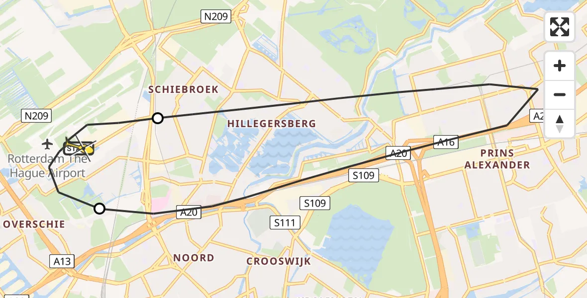 Routekaart van de vlucht: Lifeliner 2 naar Rotterdam The Hague Airport, Woensdrechtstraat