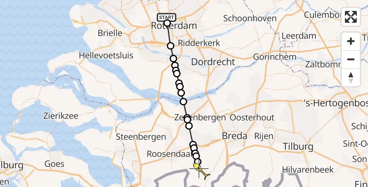 Routekaart van de vlucht: Lifeliner 2 naar Klein Zundert, Hedy Lamarrstraat