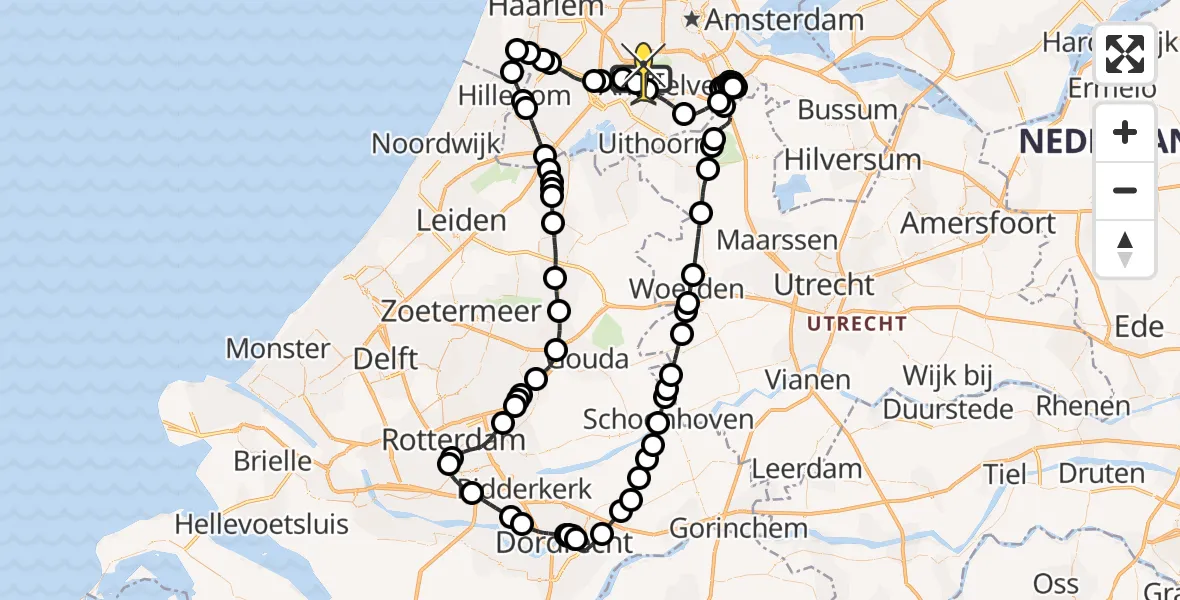 Routekaart van de vlucht: Politieheli naar Schiphol, Loevesteinse Randweg