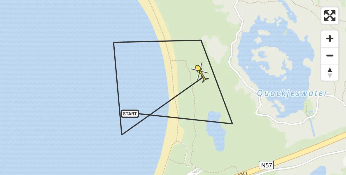 Routekaart van de vlucht: Kustwachthelikopter naar Rockanje, Zandloper