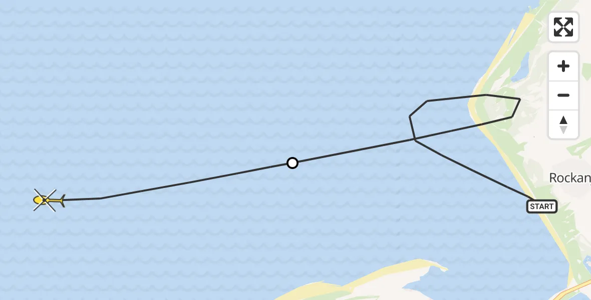 Routekaart van de vlucht: Kustwachthelikopter naar Swinsedreef