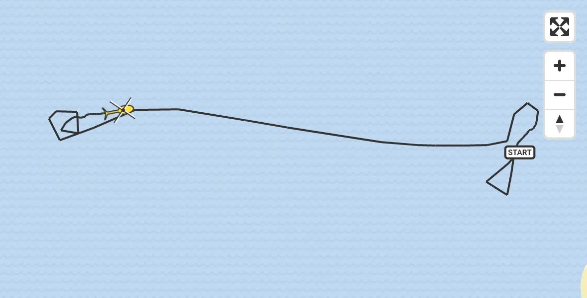 Routekaart van de vlucht: Kustwachthelikopter naar 