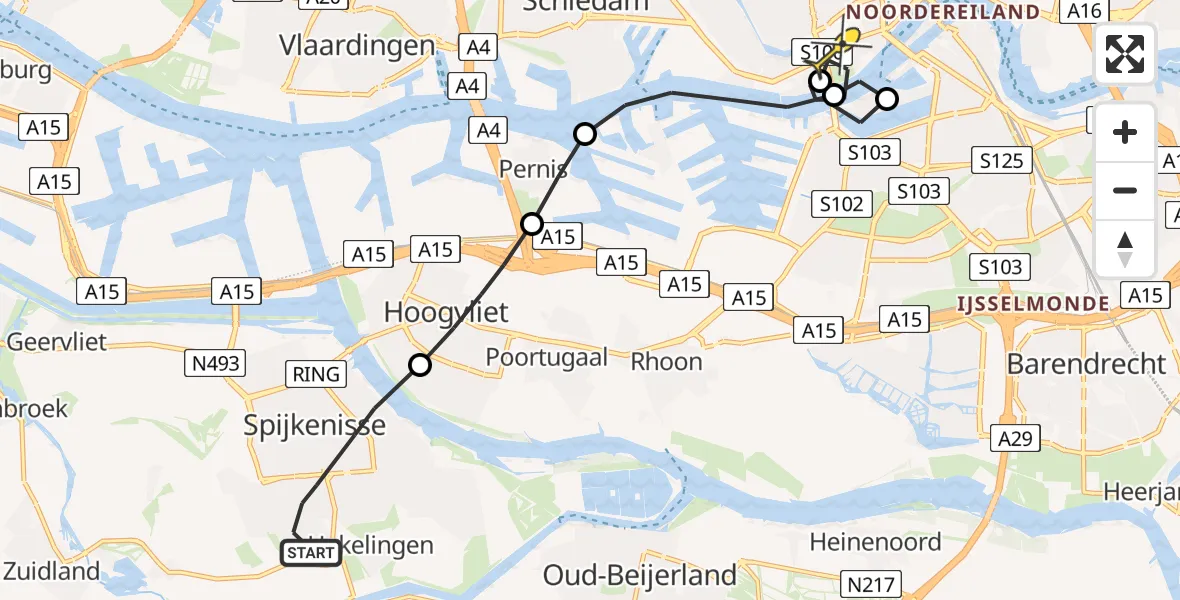 Routekaart van de vlucht: Lifeliner 2 naar Erasmus MC, Laurierdonk