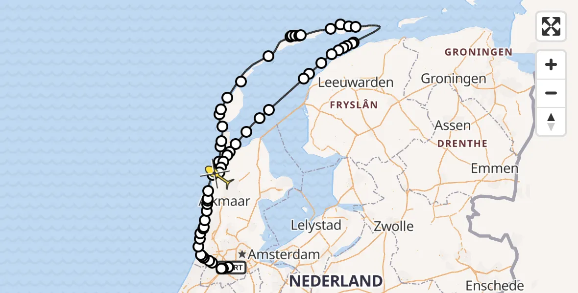 Routekaart van de vlucht: Politieheli naar Burgerbrug, Ceintuurbaan
