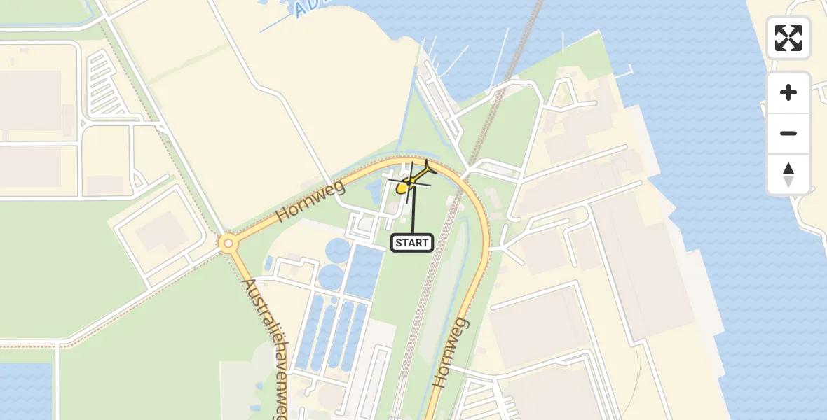 Routekaart van de vlucht: Lifeliner 1 naar Amsterdam Heliport, Hornweg