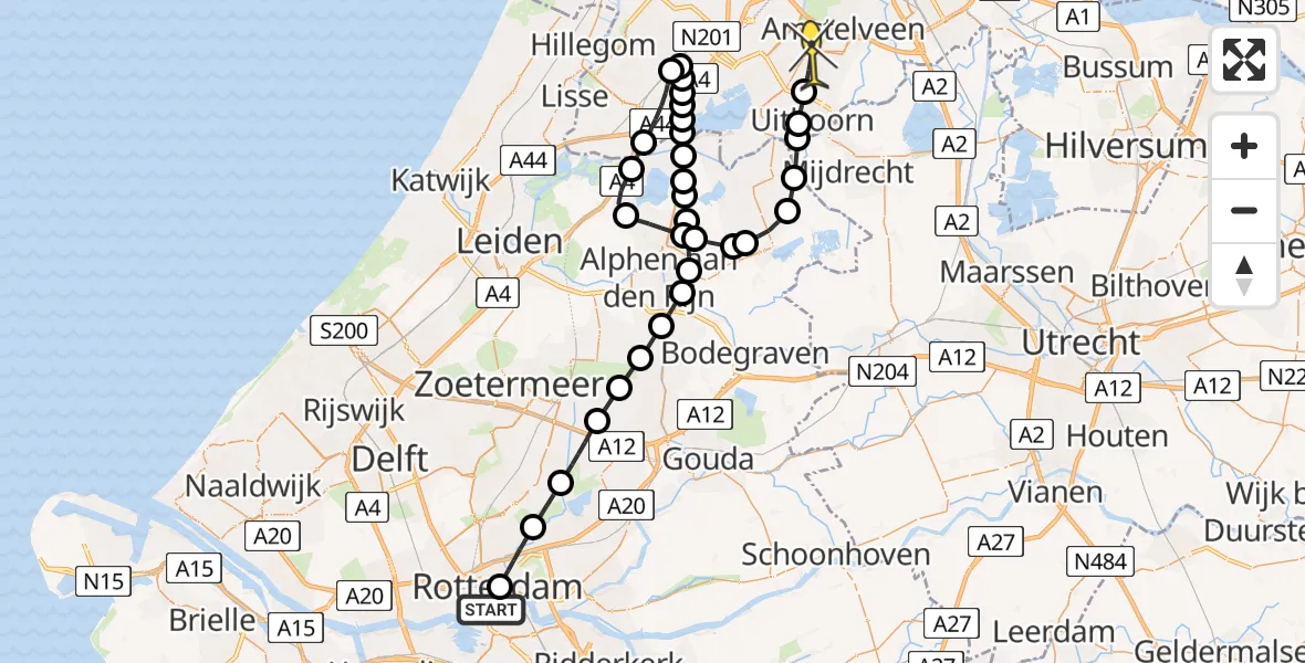 Routekaart van de vlucht: Lifeliner 2 naar Amstelveen, Karel Doormanstraat