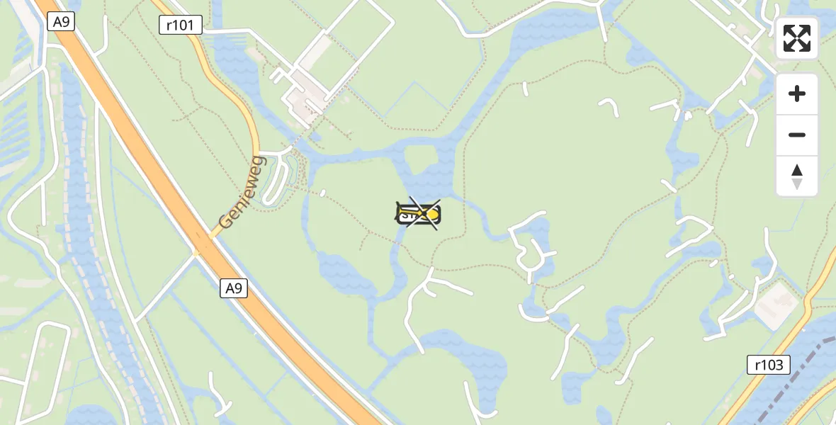 Routekaart van de vlucht: Lifeliner 1 naar Velsen-Zuid, Genieweg