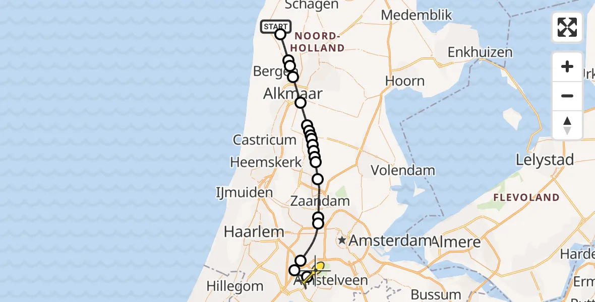 Routekaart van de vlucht: Politieheli naar Schiphol, Burchtweg