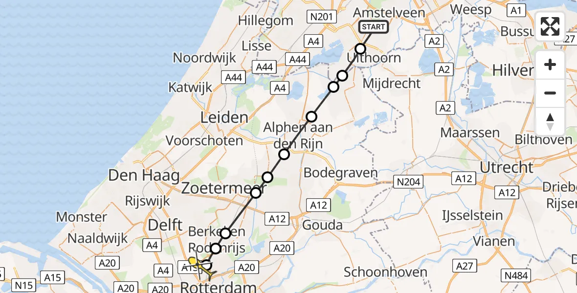 Routekaart van de vlucht: Lifeliner 2 naar Rotterdam The Hague Airport, Asserring