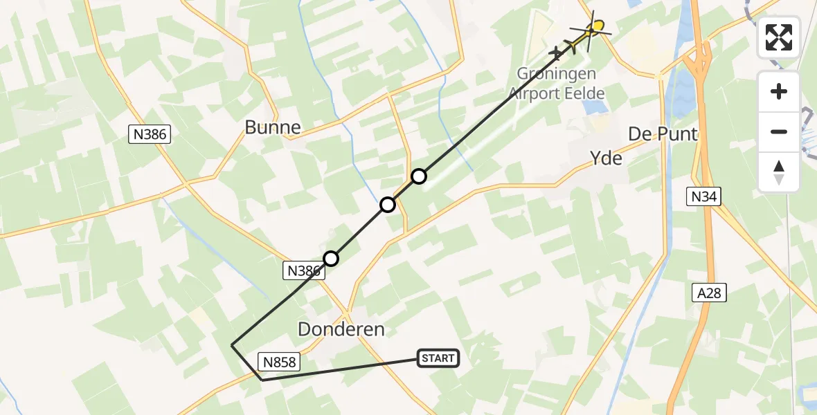 Routekaart van de vlucht: Lifeliner 4 naar Groningen Airport Eelde, Machlaan