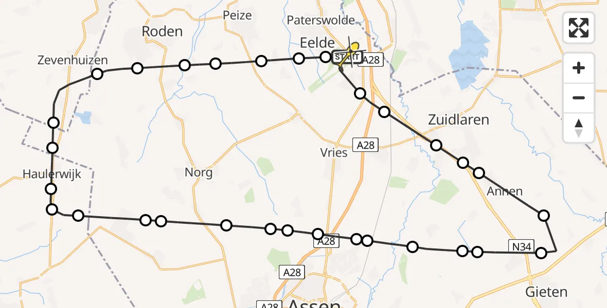 Routekaart van de vlucht: Lifeliner 4 naar Groningen Airport Eelde, Homsteeg