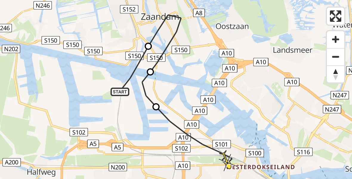 Routekaart van de vlucht: Lifeliner 1 naar Amsterdam, Pontmeyer