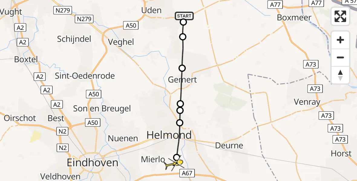 Routekaart van de vlucht: Lifeliner 3 naar Lierop, Vinkenstraat