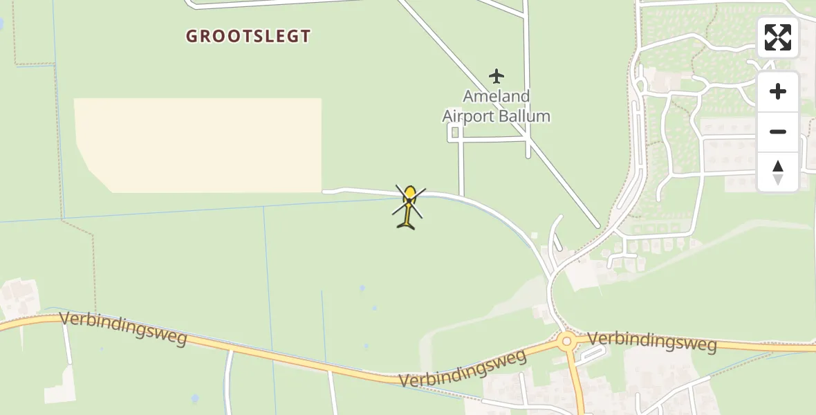 Routekaart van de vlucht: Ambulanceheli naar Ameland Airport Ballum