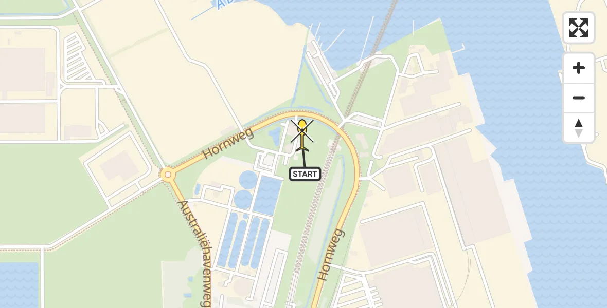 Routekaart van de vlucht: Lifeliner 1 naar Amsterdam Heliport, Hornweg
