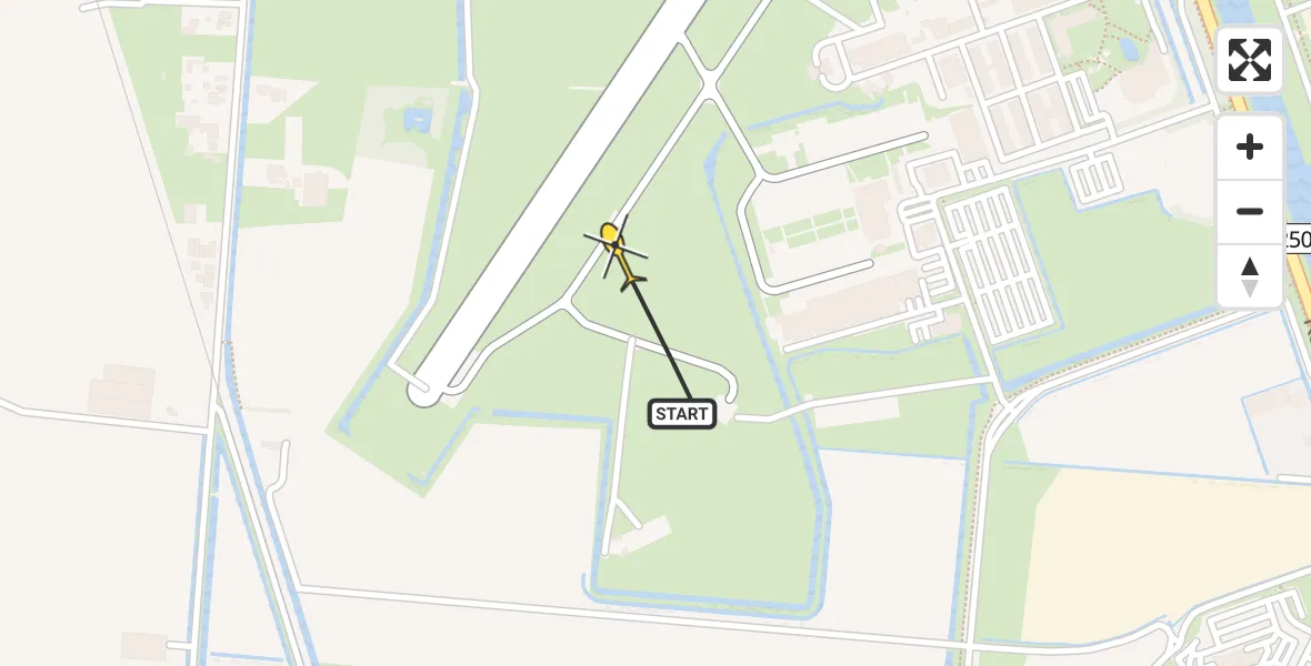 Routekaart van de vlucht: Kustwachthelikopter naar Vliegveld De Kooy, Luchthavenweg