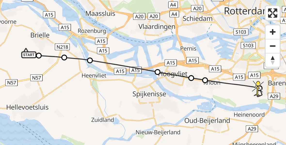 Routekaart van de vlucht: Lifeliner 2 naar Barendrecht, Strypsche Watering