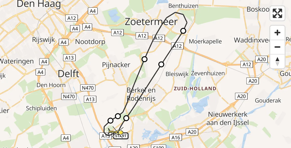 Routekaart van de vlucht: Lifeliner 2 naar Rotterdam The Hague Airport, Doenkadepad