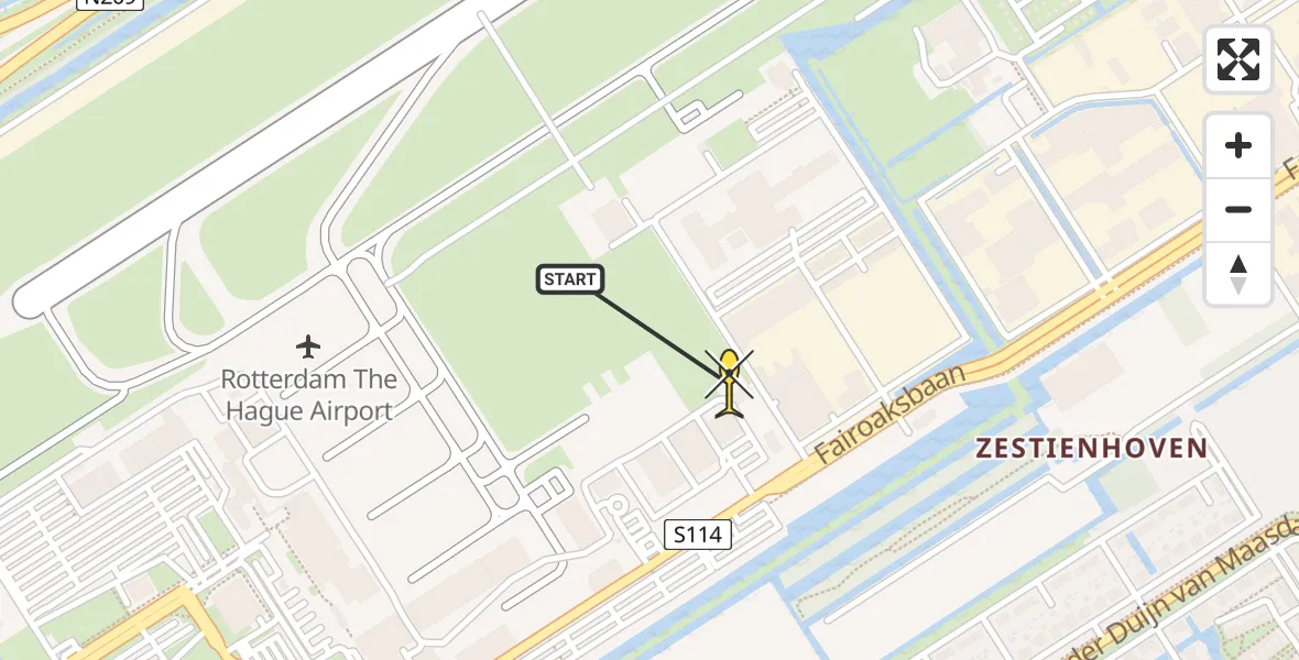 Routekaart van de vlucht: Lifeliner 2 naar Rotterdam The Hague Airport, Brandenburgbaan