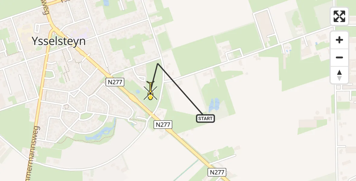 Routekaart van de vlucht: Lifeliner 3 naar Ysselsteyn, Kievitsakker