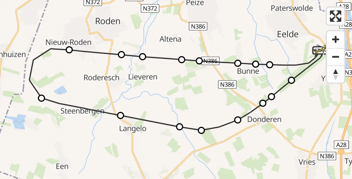 Routekaart van de vlucht: Lifeliner 4 naar Groningen Airport Eelde, Lugtenbergerweg