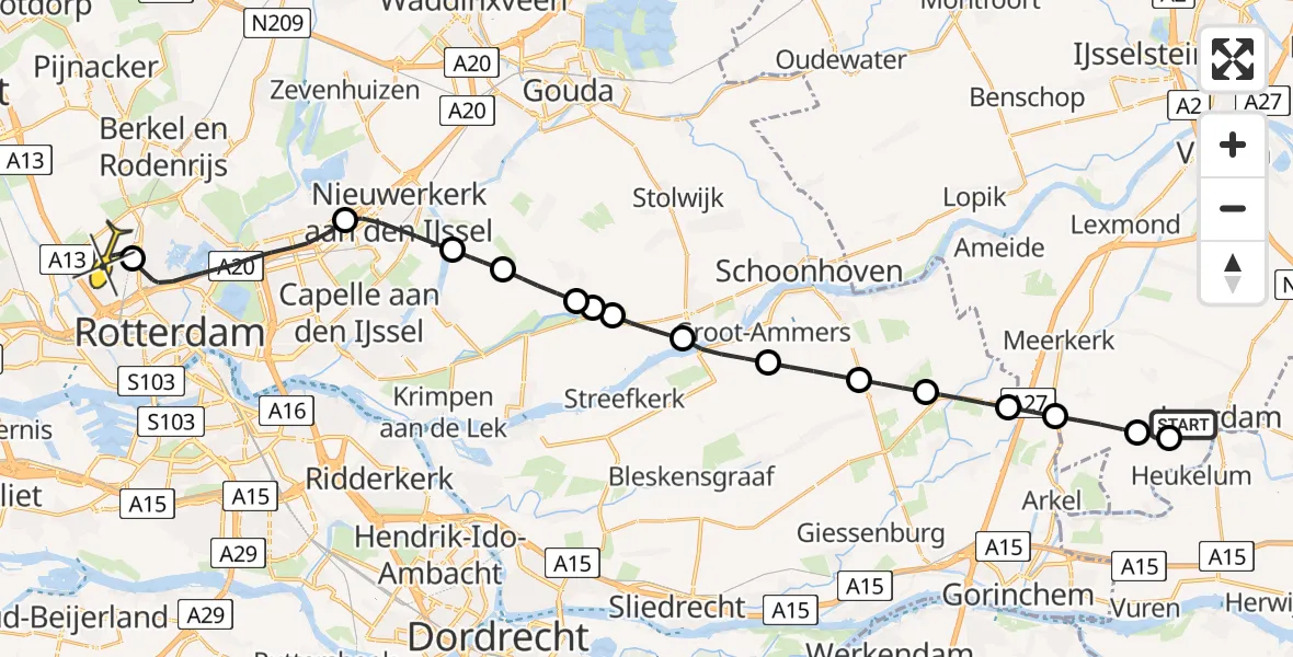 Routekaart van de vlucht: Lifeliner 2 naar Rotterdam The Hague Airport, Koenderseweg