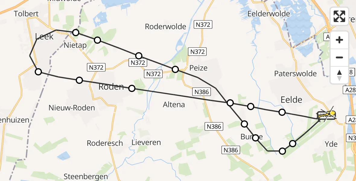 Routekaart van de vlucht: Lifeliner 4 naar Groningen Airport Eelde, Eskampenweg