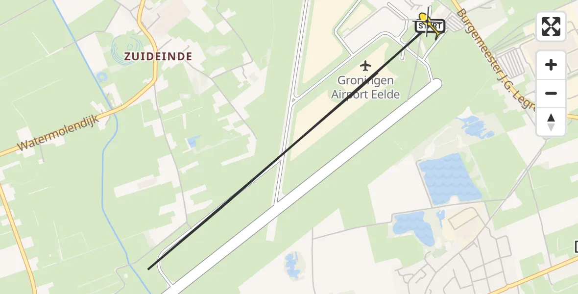 Routekaart van de vlucht: Lifeliner 4 naar Groningen Airport Eelde, Lugtenbergerweg