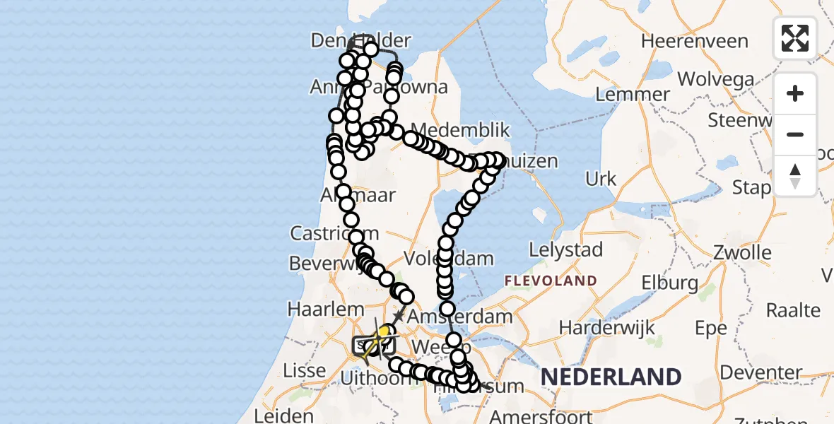 Routekaart van de vlucht: Politieheli naar Schiphol, Halim P.K. straat