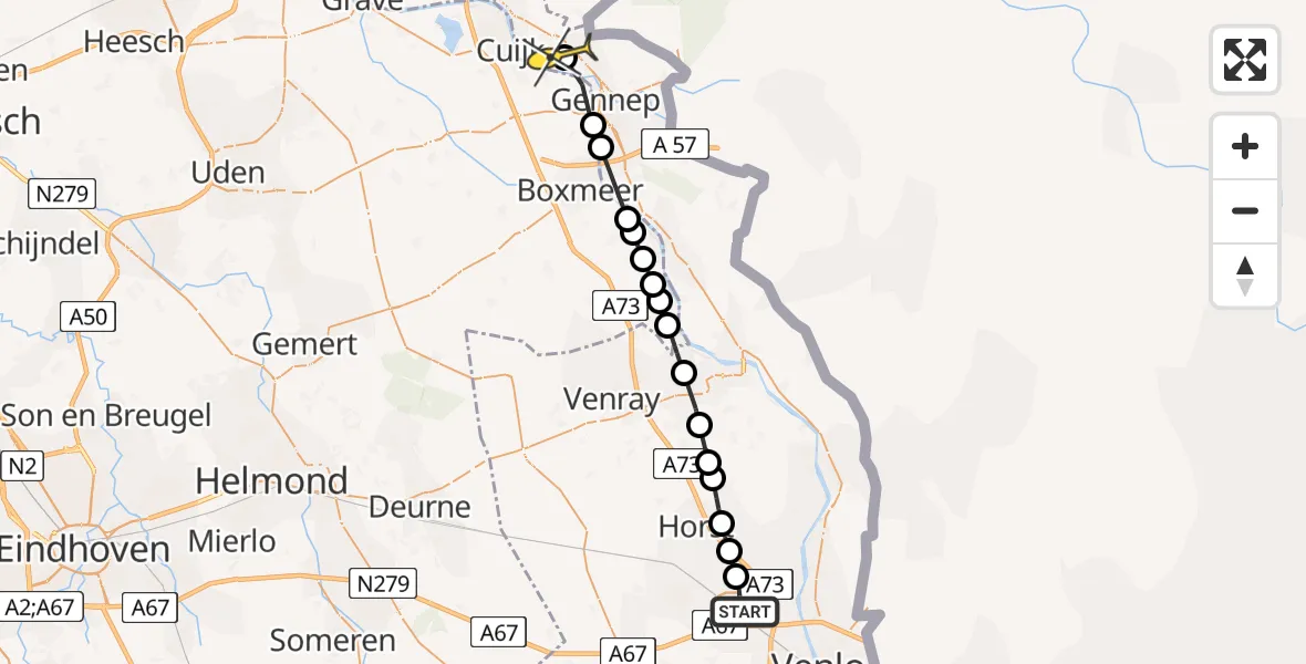 Routekaart van de vlucht: Lifeliner 3 naar Plasmolen, Vinkenpeelweg