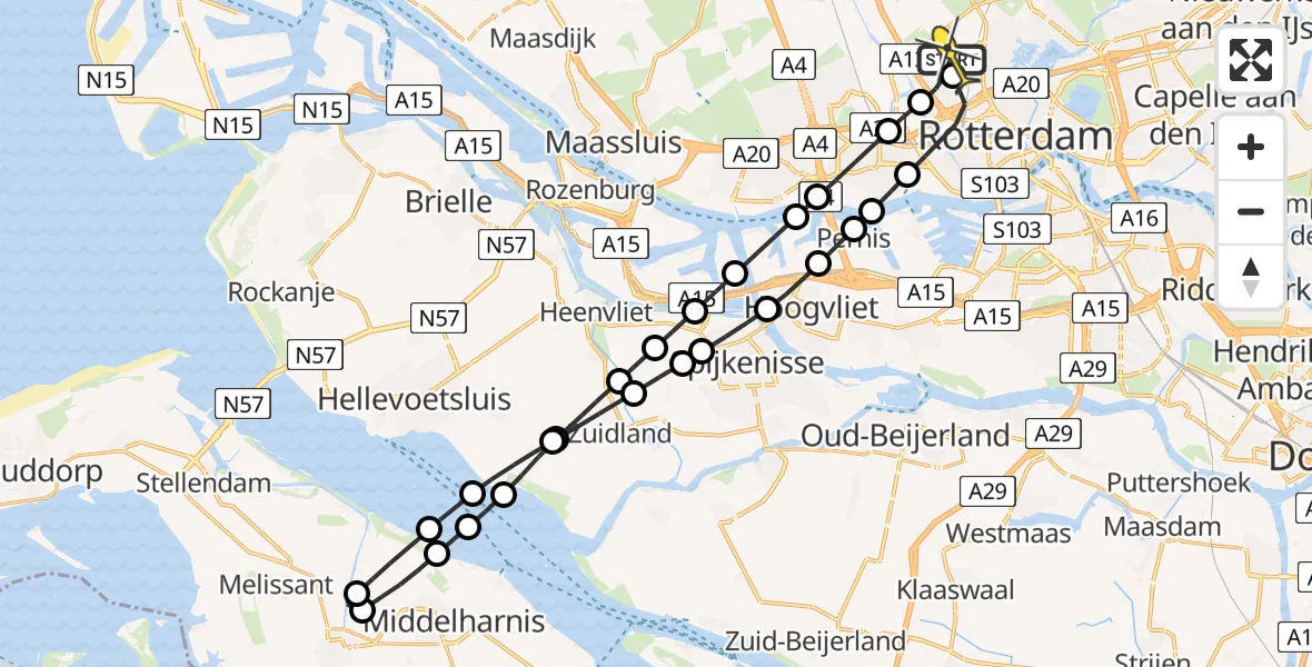 Routekaart van de vlucht: Lifeliner 2 naar Rotterdam The Hague Airport, Zestienhovensekade