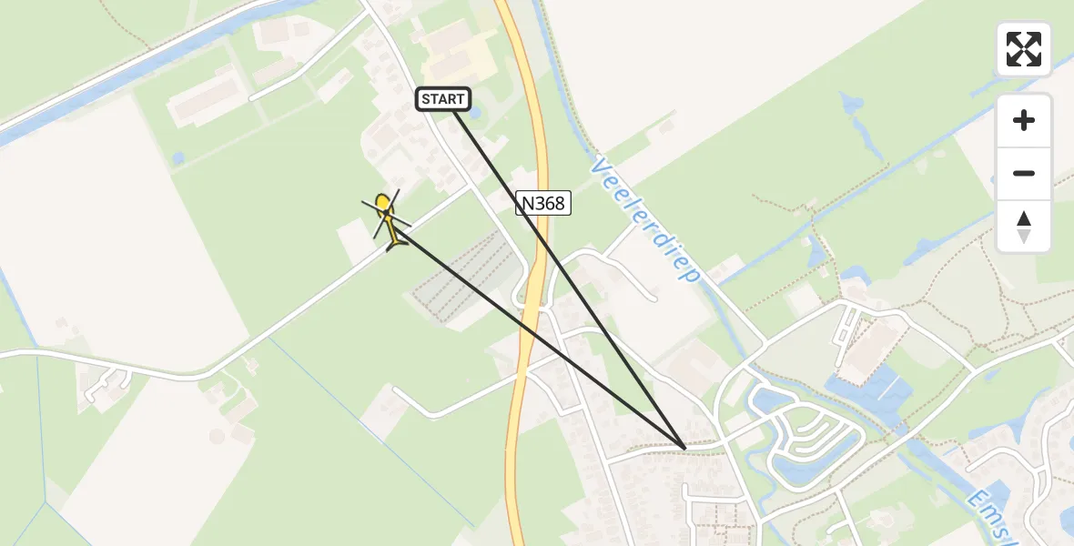 Routekaart van de vlucht: Lifeliner 4 naar Vlagtwedde, Scheferweg
