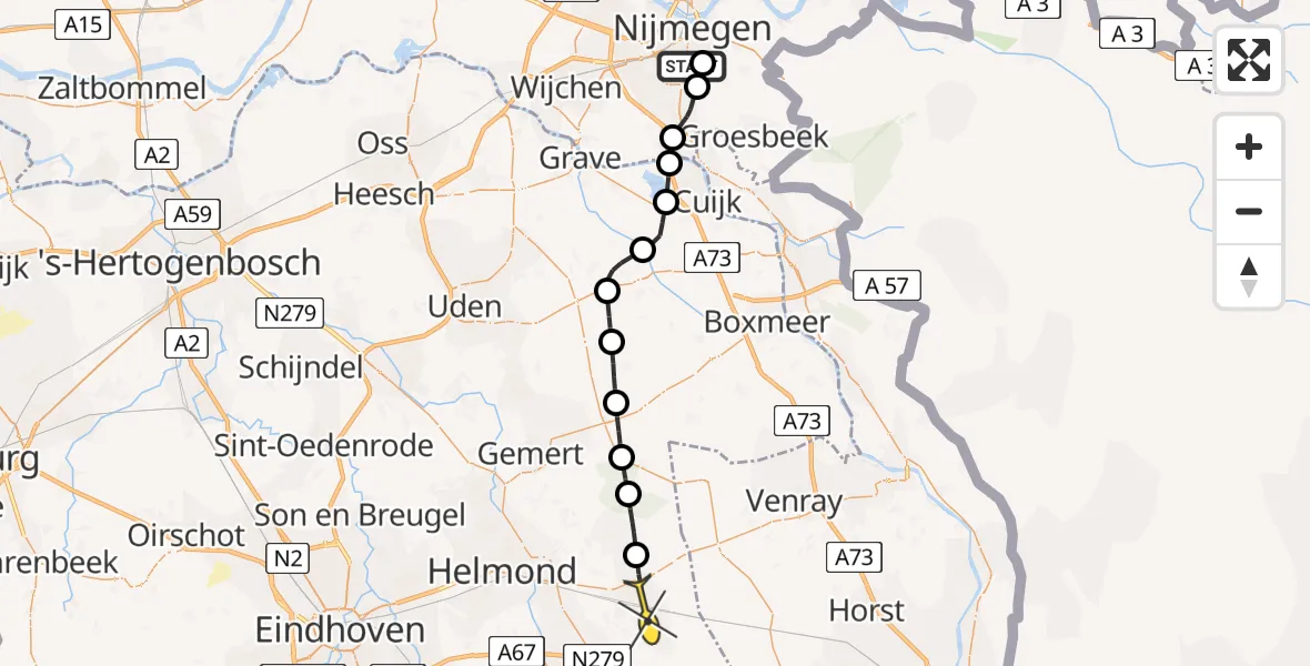 Routekaart van de vlucht: Lifeliner 3 naar Deurne, Van Haapsstraat