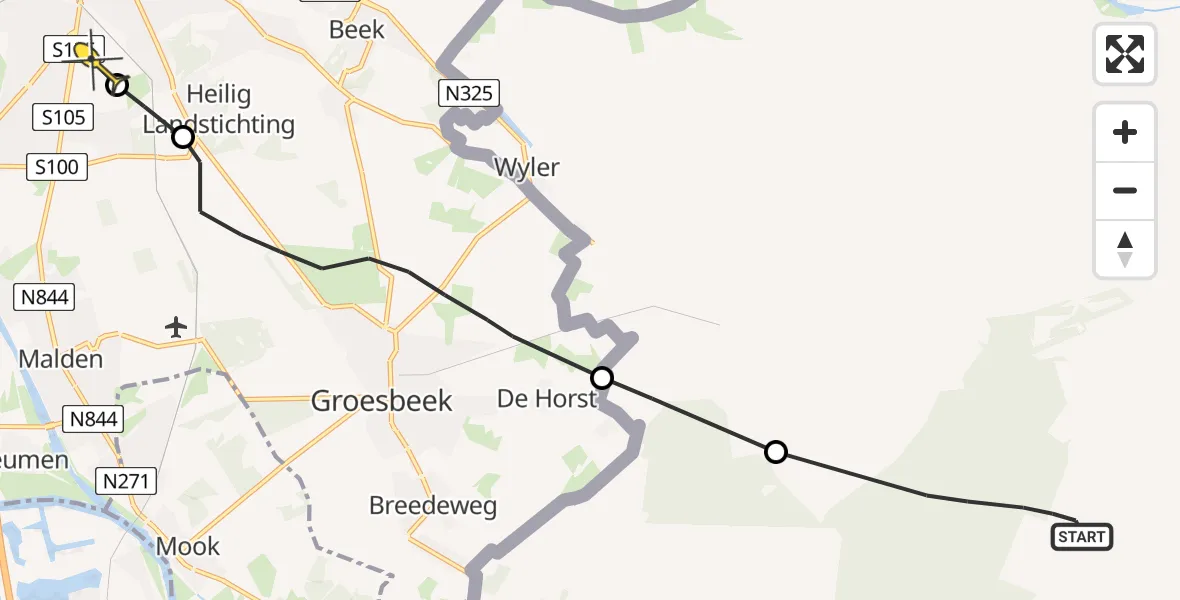Routekaart van de vlucht: Lifeliner 3 naar Radboud Universitair Medisch Centrum, Geert Grooteplein Zuid