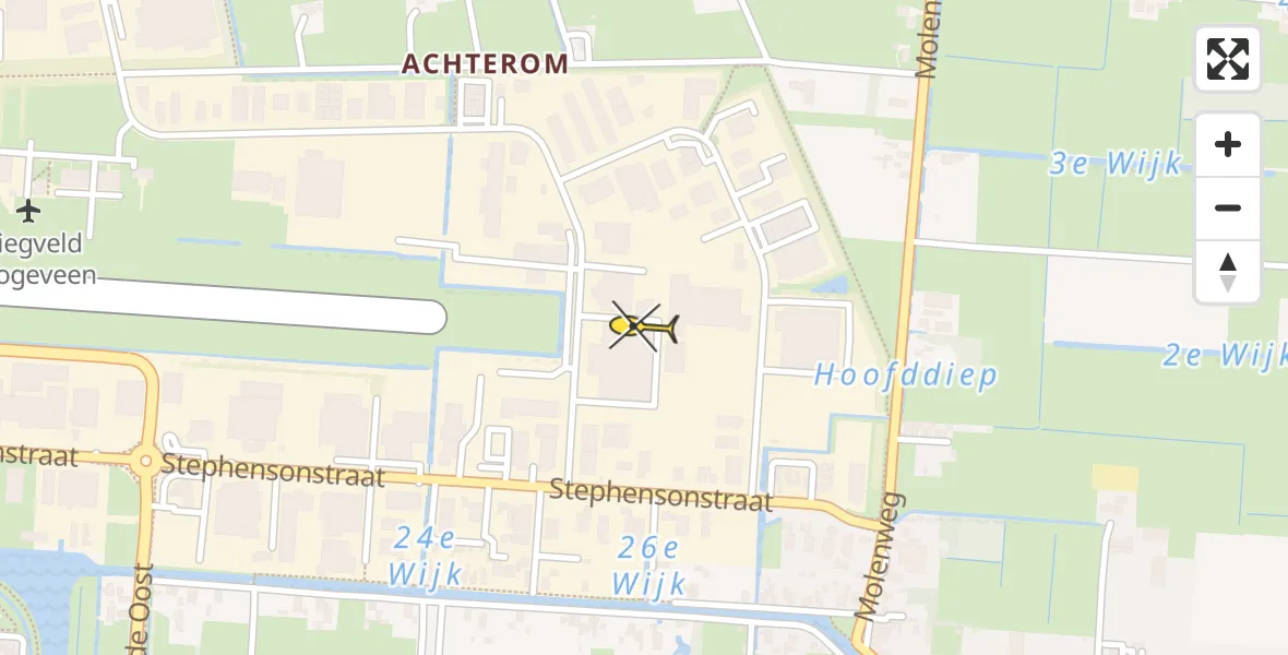 Routekaart van de vlucht: Politiehelikopter naar Vliegveld Hoogeveen