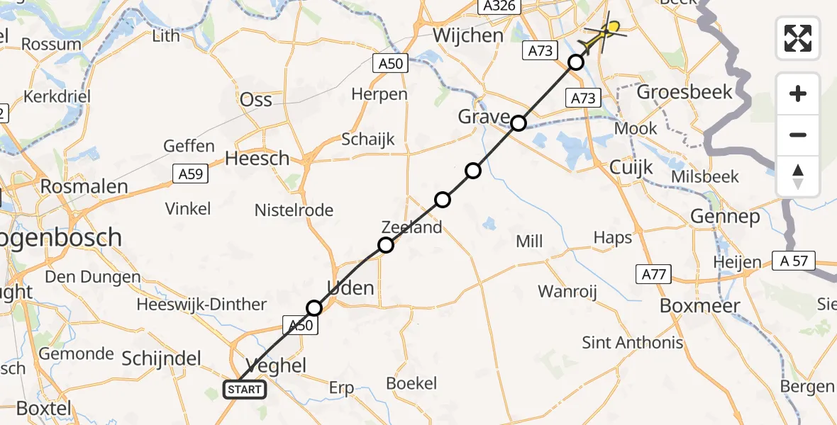 Routekaart van de vlucht: Lifeliner 2 naar Malden, Marshallweg